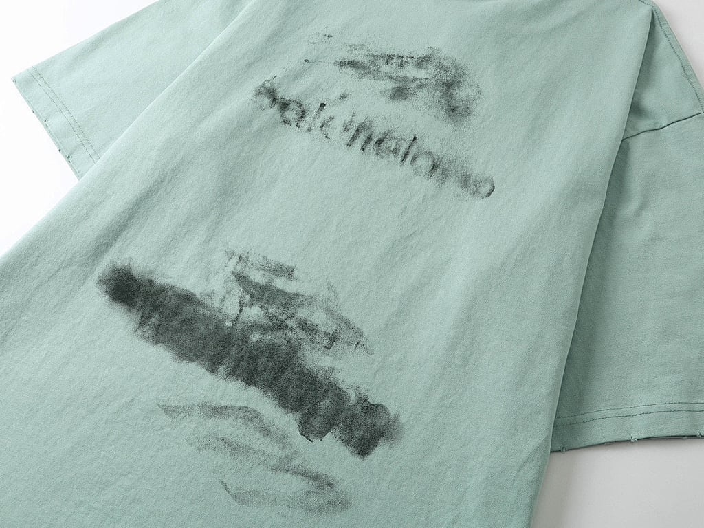 Balenciaga Blurred Logo Distressed T-Shirt Mint - 14