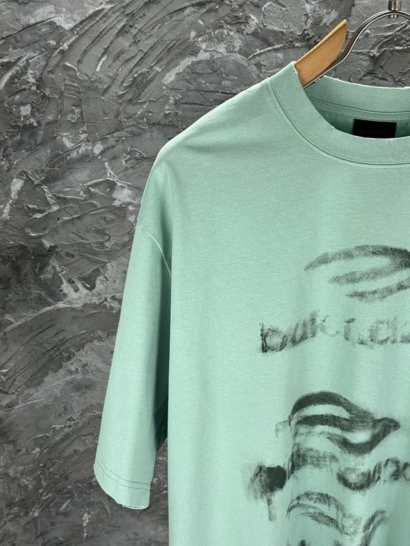 Balenciaga Blurred Logo Distressed T-Shirt Mint - 3