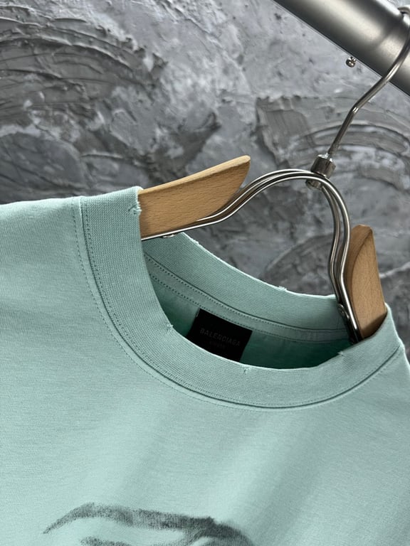 Balenciaga Blurred Logo Distressed T-Shirt Mint - 6