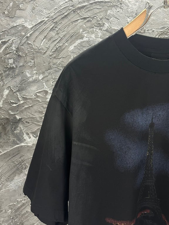 Balenciaga Eiffel Tower Metal Logo T-Shirt Black - 4