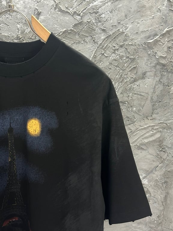 Balenciaga Eiffel Tower Metal Logo T-Shirt Black - 5