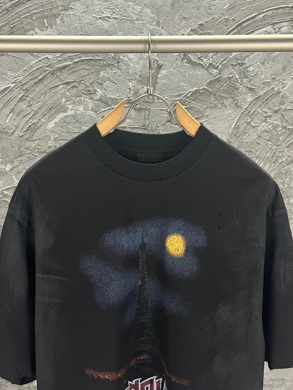 Balenciaga Eiffel Tower Metal Logo T-Shirt Black - 6