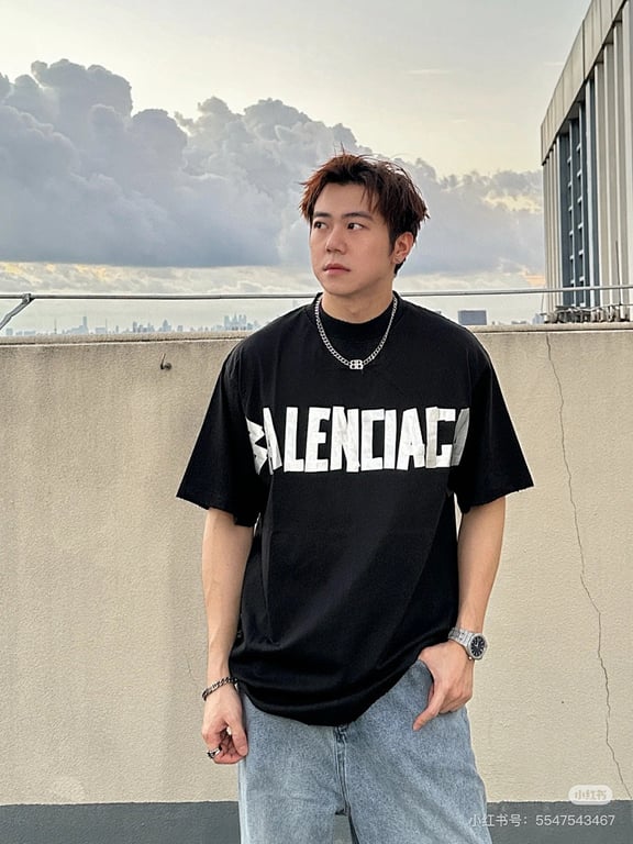 Balenciaga Tape Logo T-Shirt Black - 3