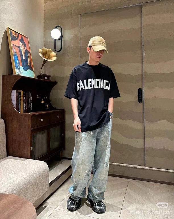 Balenciaga Tape Logo T-Shirt Black - 4