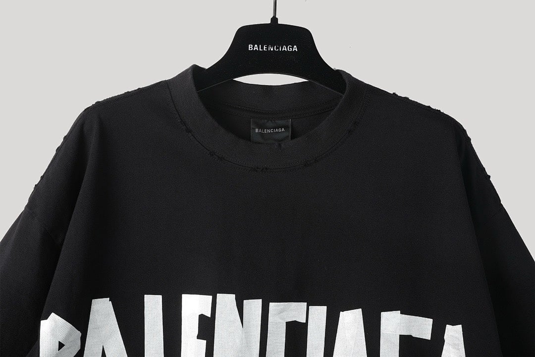 Balenciaga Tape Logo T-Shirt Black - 6
