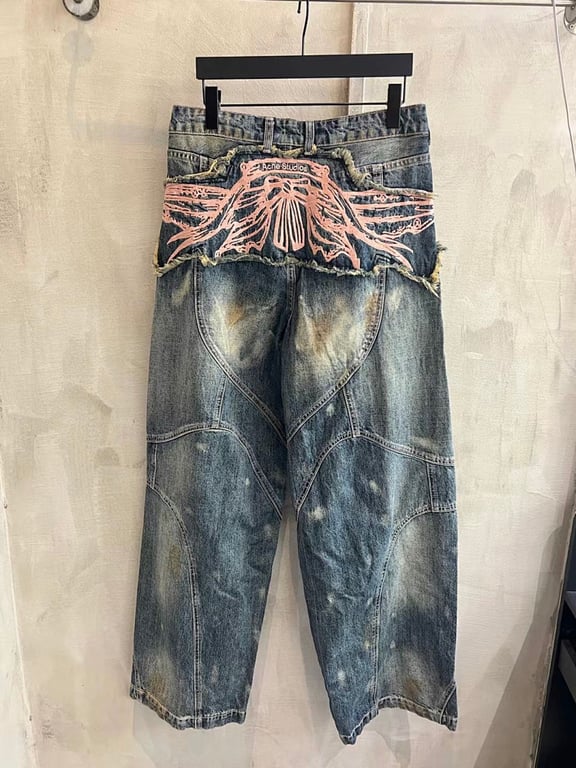 Acne Studios Distressed Graphic Jeans Blue - 2