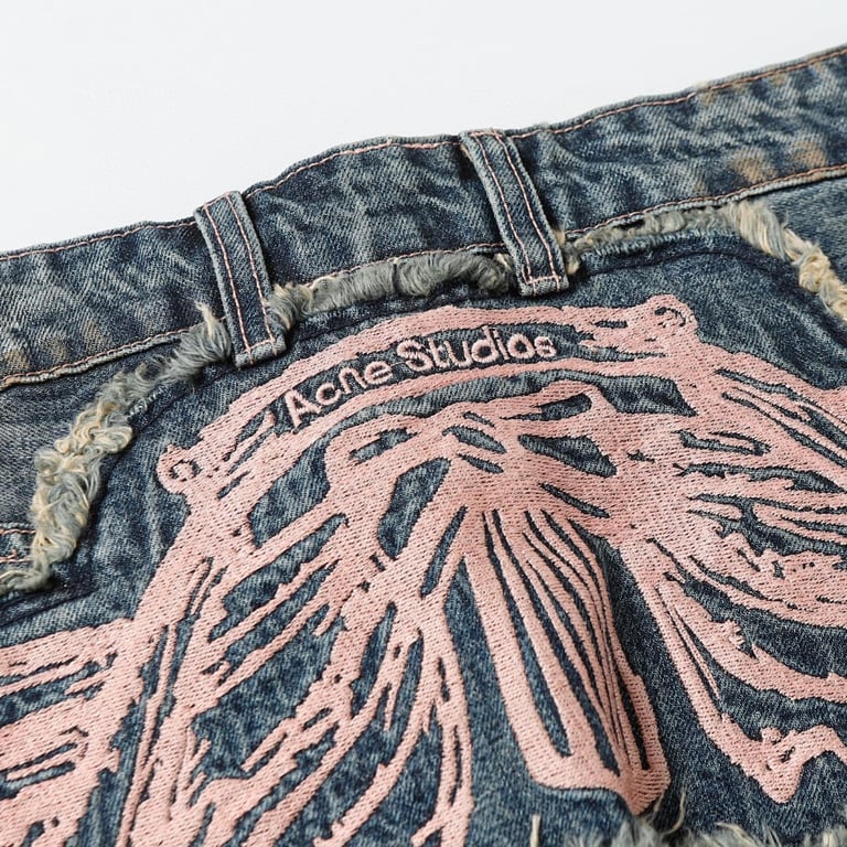 Acne Studios Distressed Graphic Jeans Blue - 14
