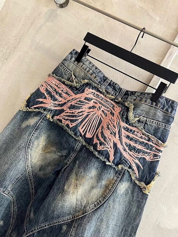 Acne Studios Distressed Graphic Jeans Blue - 6