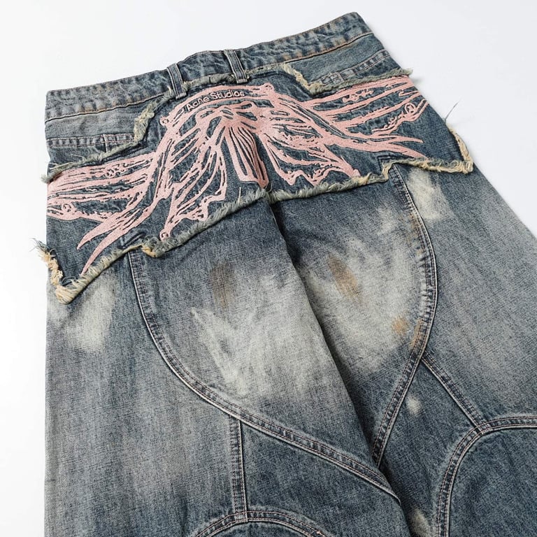 Acne Studios Distressed Graphic Jeans Blue - 8