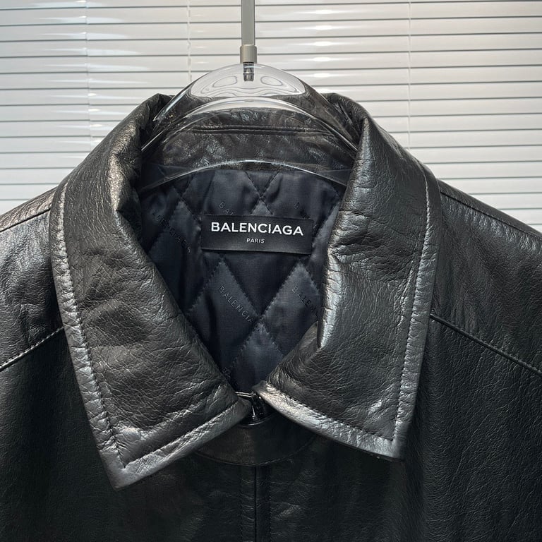 Balenciaga Leather Logo Jacket - 16