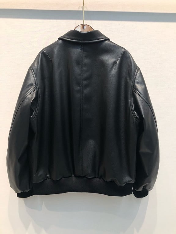 Balenciaga Leather Bomber Jacket Black - 2