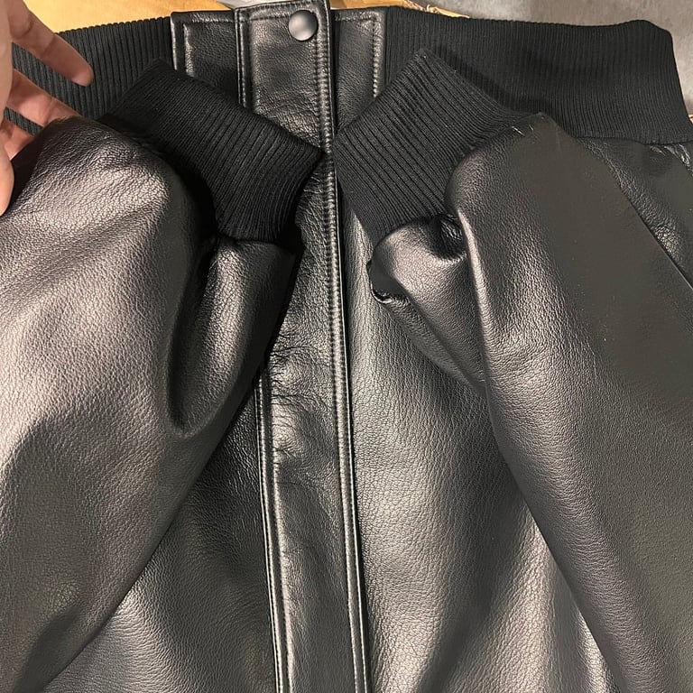 Balenciaga Leather Bomber Jacket Black - 11