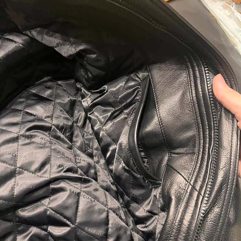 Balenciaga Leather Bomber Jacket Black - 5