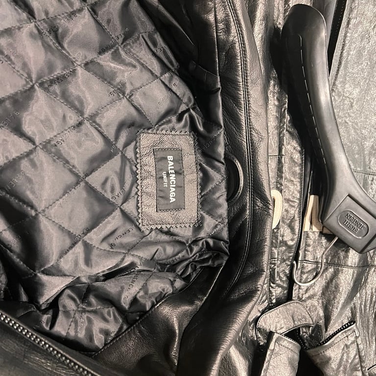 Balenciaga Leather Bomber Jacket Black - 6