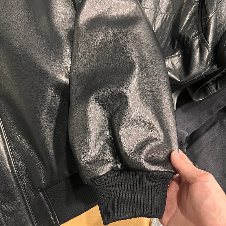 Balenciaga Leather Bomber Jacket Black - 10
