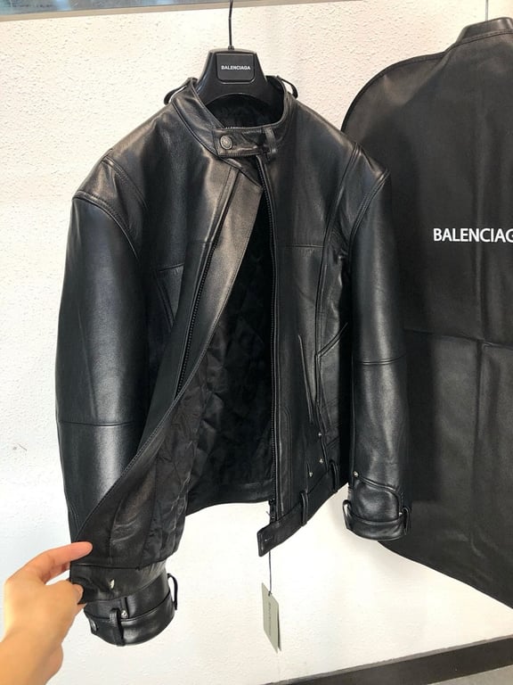 Balenciaga Leather Biker Jacket Black - 11
