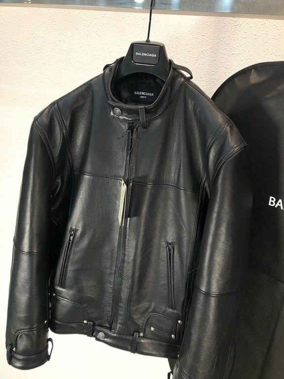 Balenciaga Leather Biker Jacket Black - 13