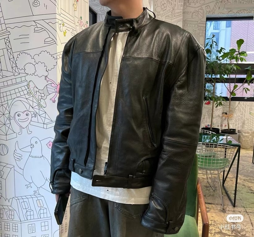 Balenciaga Leather Biker Jacket Black - 3