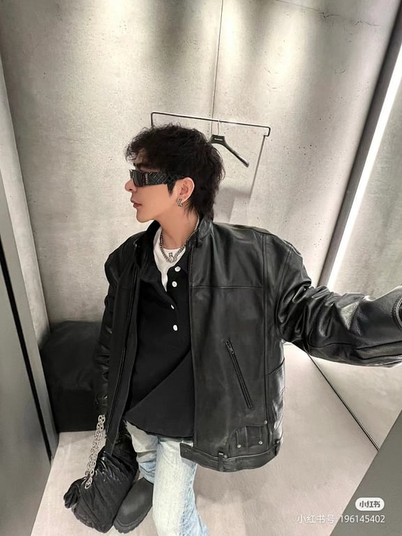 Balenciaga Leather Biker Jacket Black - 4