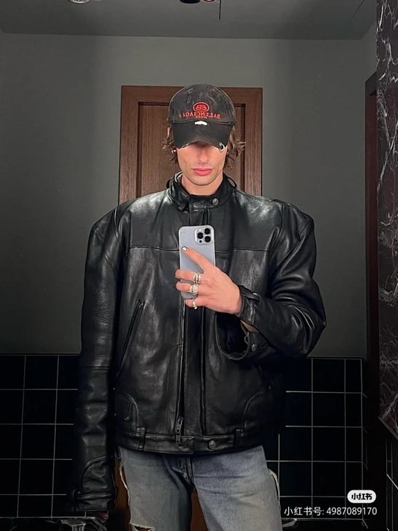 Balenciaga Leather Biker Jacket Black - 5