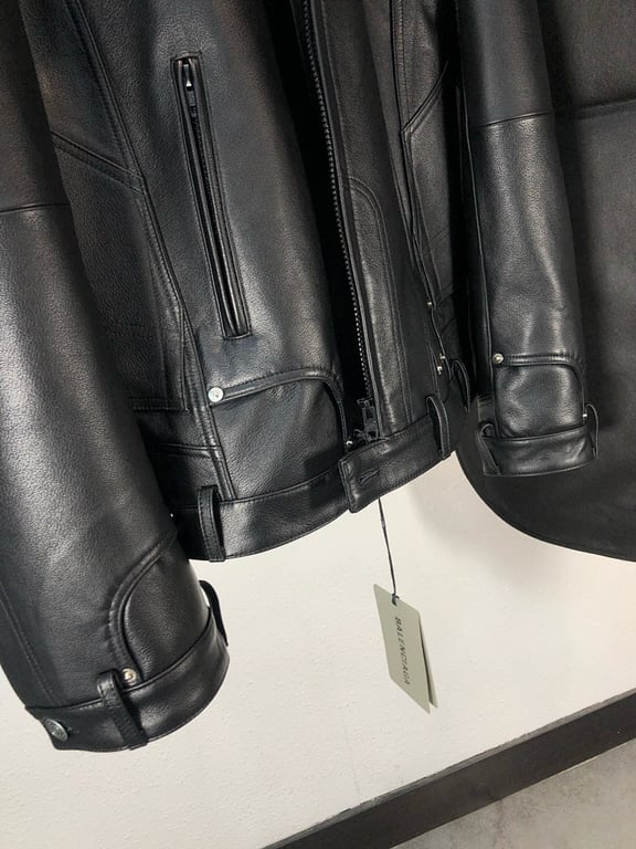 Balenciaga Leather Biker Jacket Black - 7