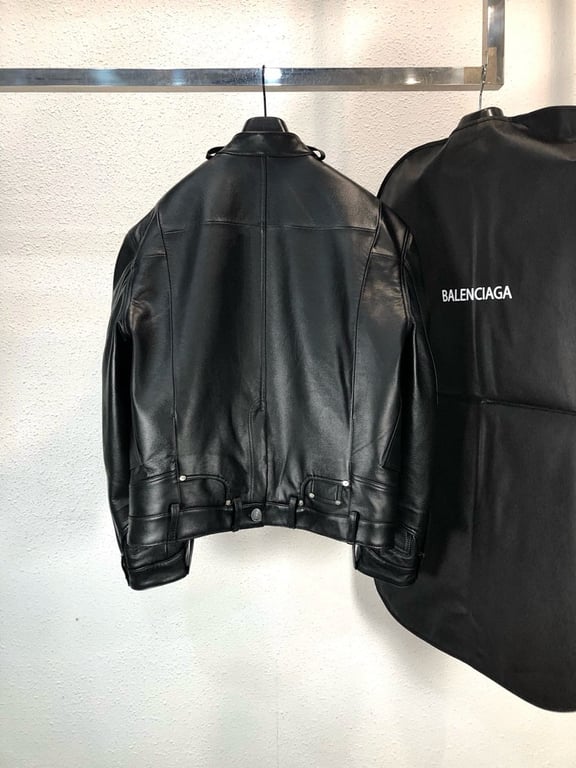 Balenciaga Leather Biker Jacket Black - 9