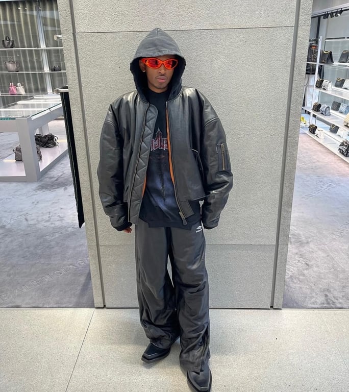 Balenciaga Real Leather Hooded Bomber Jacket - 12