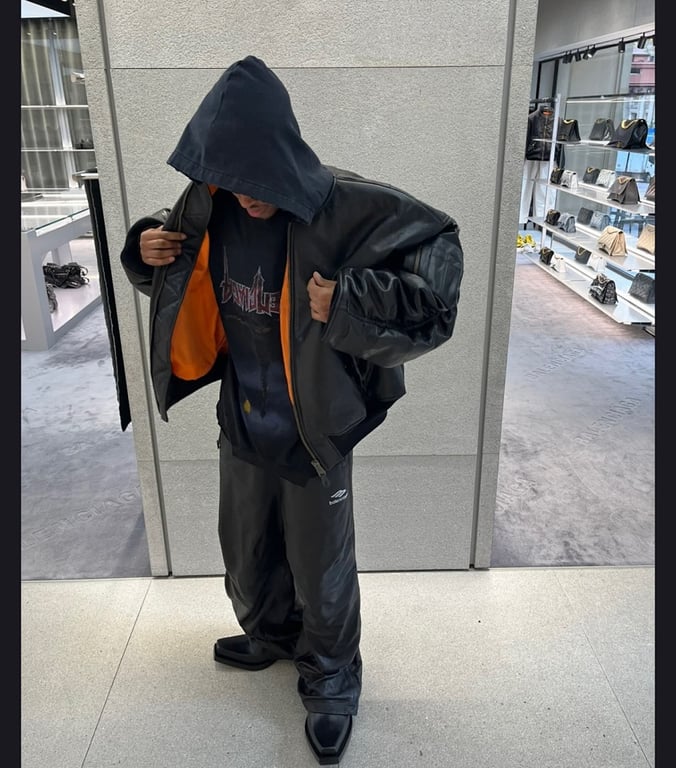 Balenciaga Real Leather Hooded Bomber Jacket - 13