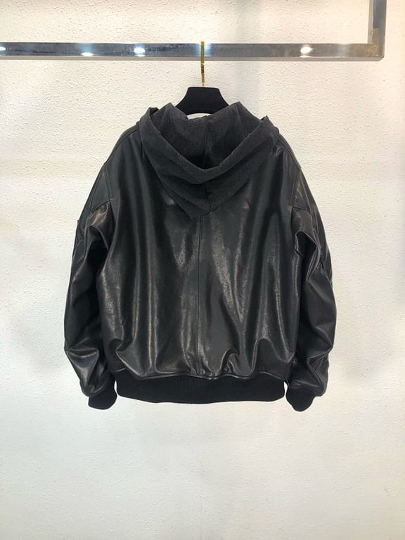 Balenciaga Real Leather Hooded Bomber Jacket - 4