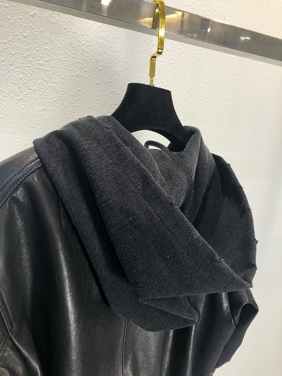 Balenciaga Real Leather Hooded Bomber Jacket - 5