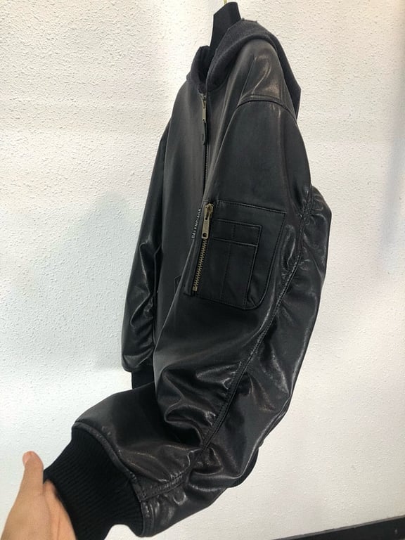 Balenciaga Real Leather Hooded Bomber Jacket - 9