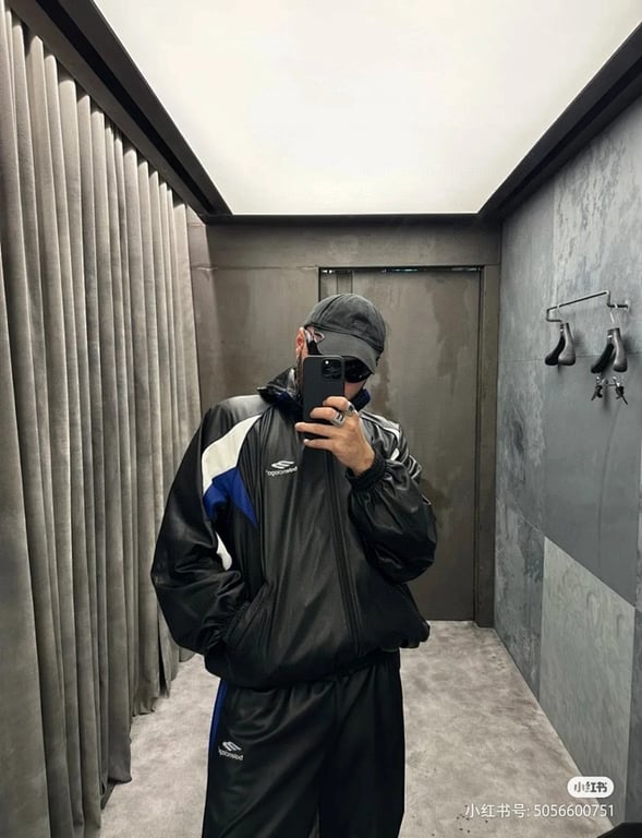 Balenciaga Hooded Leather Jacket Black/Blue - 12