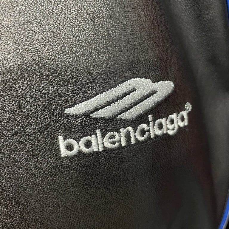 Balenciaga Hooded Leather Jacket Black/Blue - 14