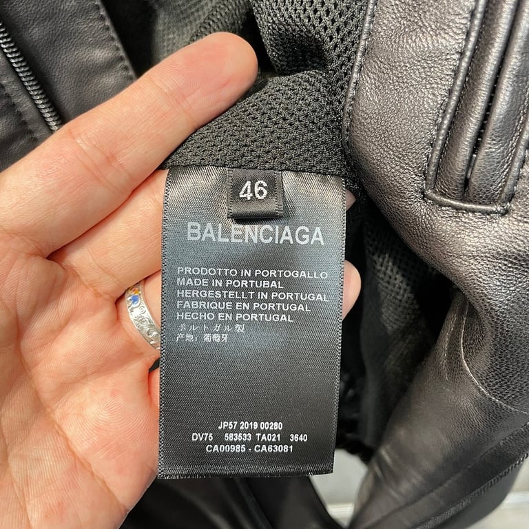 Balenciaga Hooded Leather Jacket Black/Blue - 16