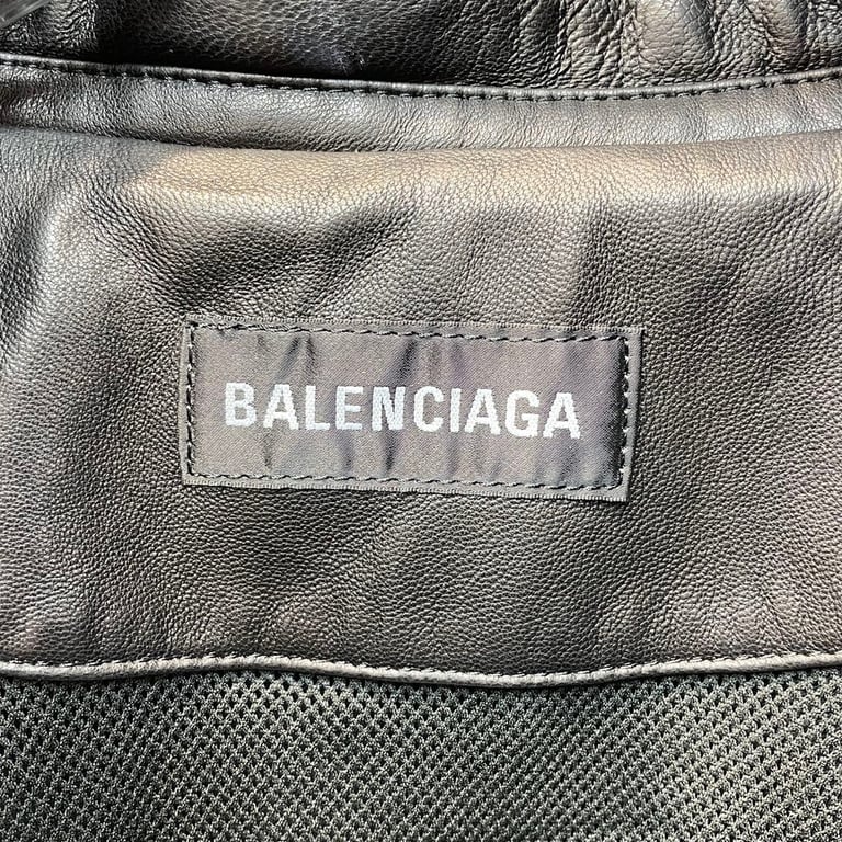 Balenciaga Hooded Leather Jacket Black/Blue - 18