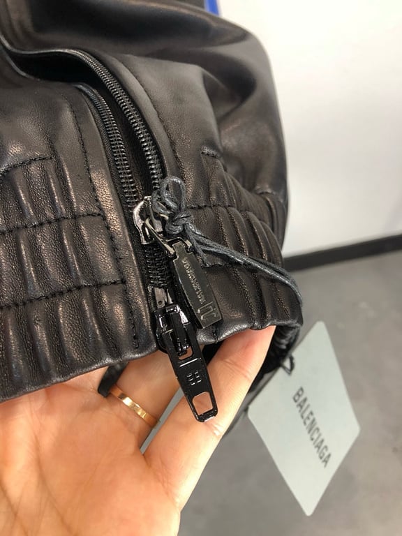 Balenciaga Hooded Leather Jacket Black/Blue - 3