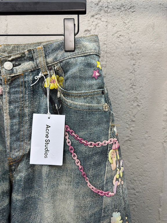 Acne Studios Trompe L'oeil Chain Print Denim Shorts - 7