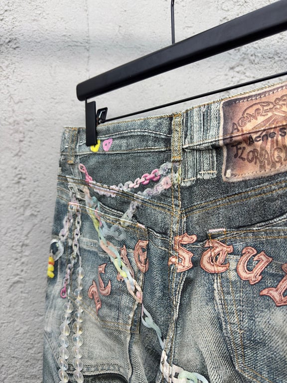 Acne Studios Trompe L'oeil Chain Print Denim Shorts - 10