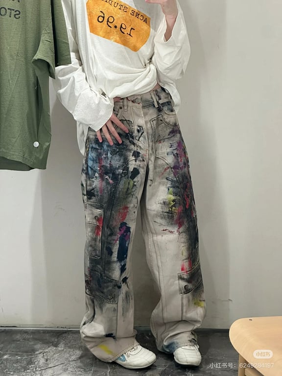 Acne Studios 3012-39L Paint Splatter Cargo Pants - 3
