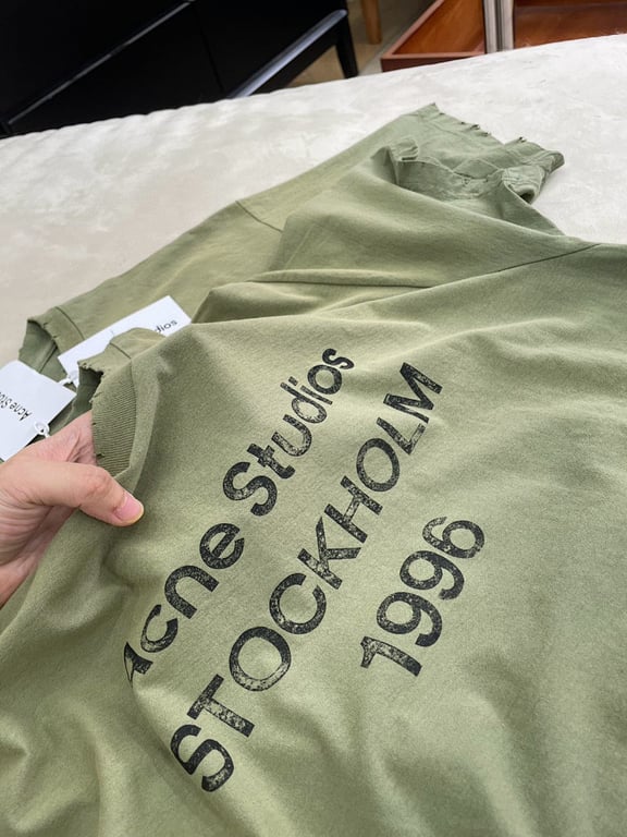 Acne Studios Stockholm 1996 Distressed T-Shirt Olive - 5