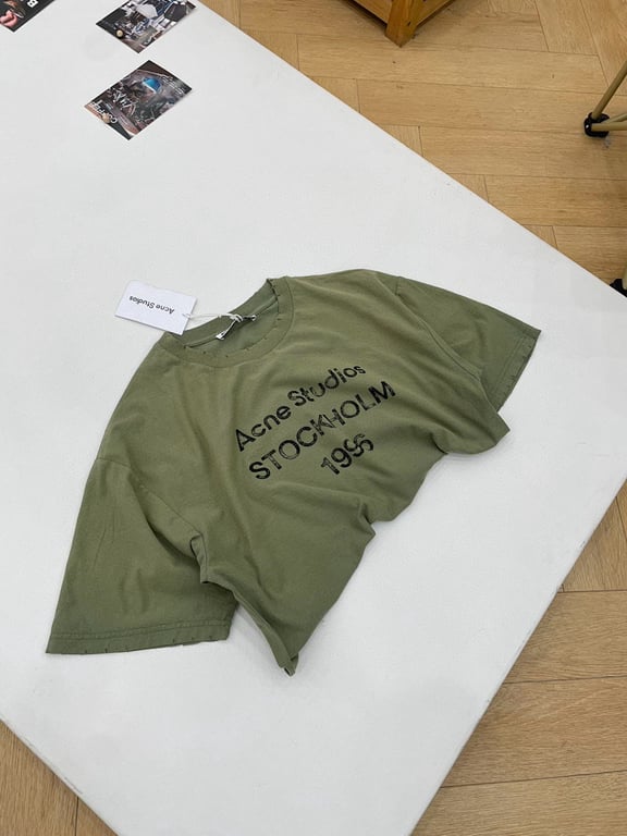 Acne Studios Stockholm 1996 Distressed T-Shirt Olive - 9
