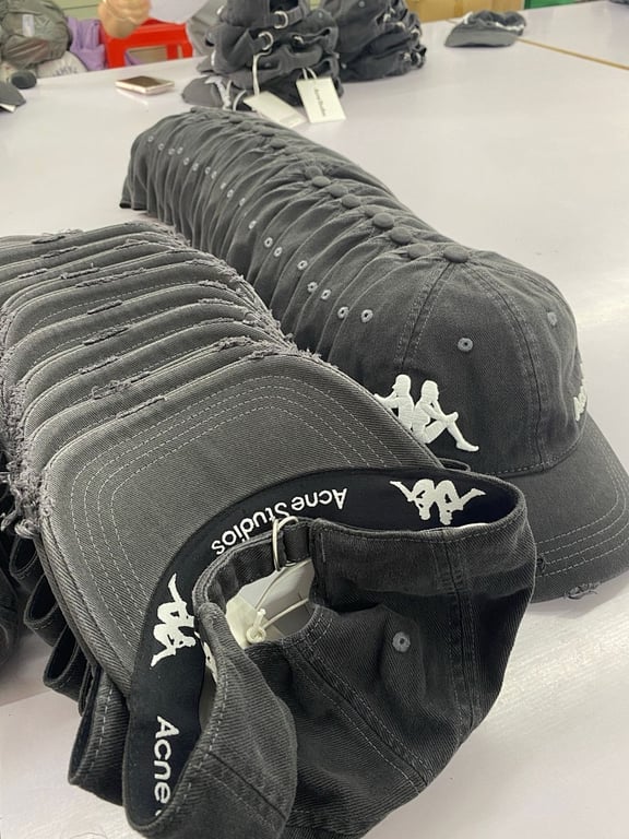 Acne Studios x Kappa Distressed Cap Grey - 3