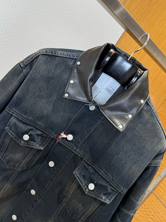 Acne Studios Leather Collar Denim Jacket 6M081-60L - 11