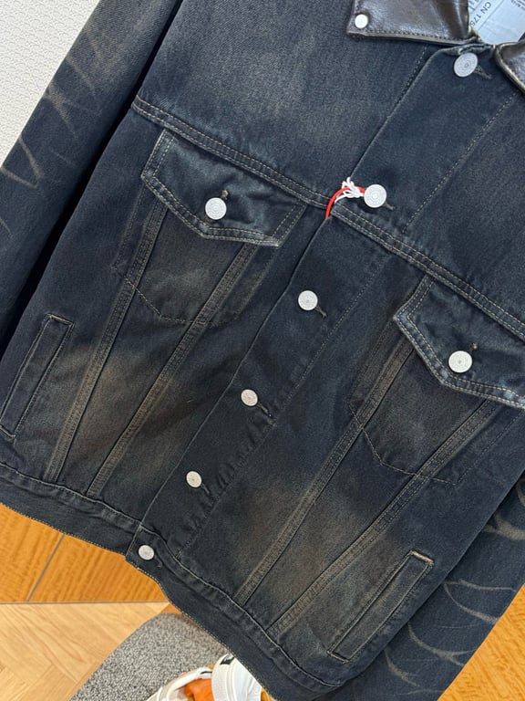 Acne Studios Leather Collar Denim Jacket 6M081-60L - 12