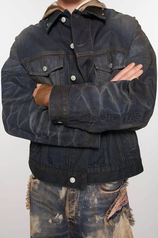 Acne Studios Leather Collar Denim Jacket 6M081-60L - 3