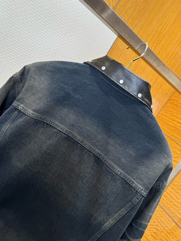Acne Studios Leather Collar Denim Jacket 6M081-60L - 5