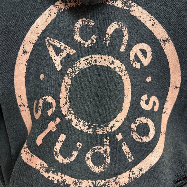 Acne Studios Distressed Logo Zip Hoodie Grey - 16
