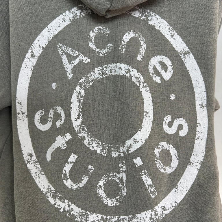 Acne Studios Distressed Logo Zip Hoodie Grey - 10