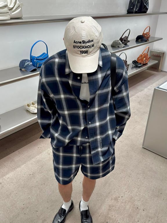 Acne Studios Plaid Flannel Shirt Navy - 4