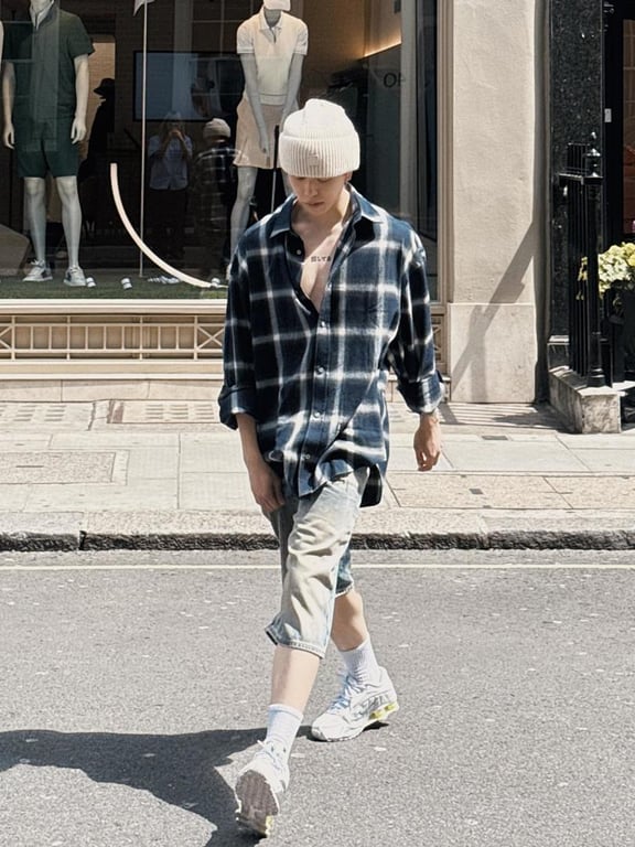 Acne Studios Plaid Flannel Shirt Navy - 5